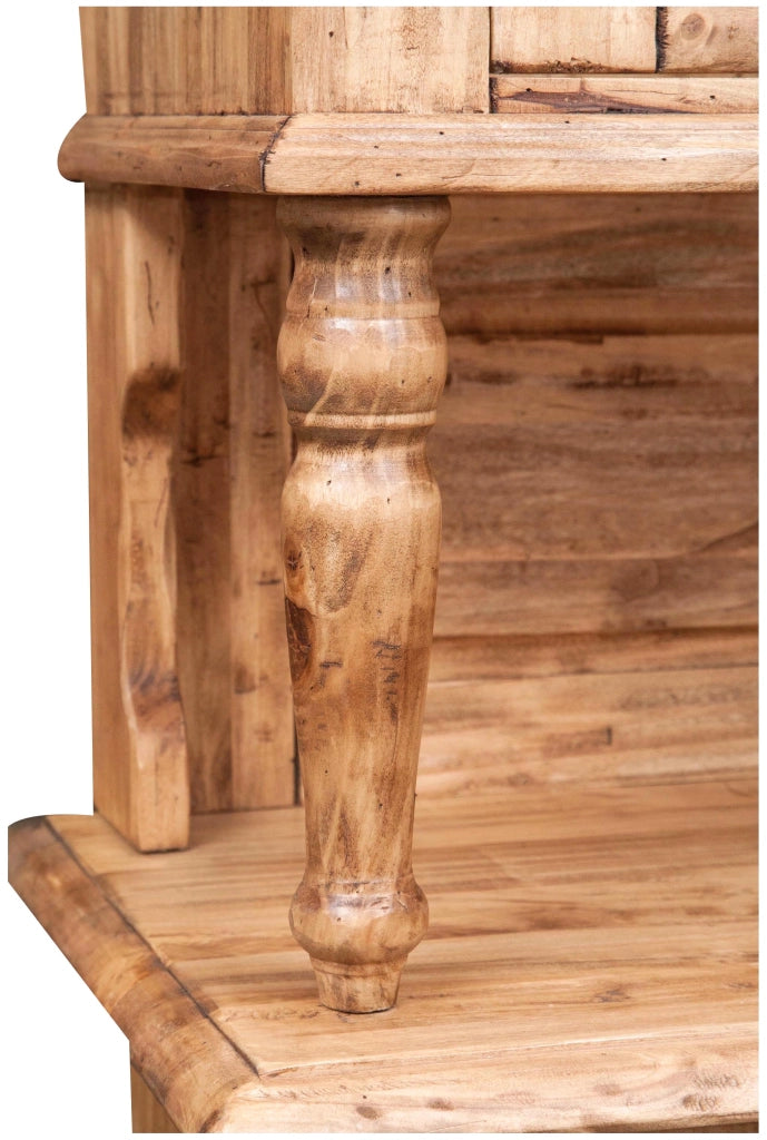Biscottini Vetrina credenza in legno massello di tiglio finitura naturale L107xPR43xH238 cm. Made in Italy
