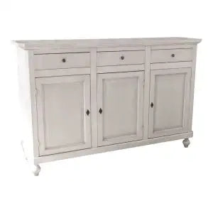 Credenza base napoletana in legno Shabby chic 3 ante bianca anticato