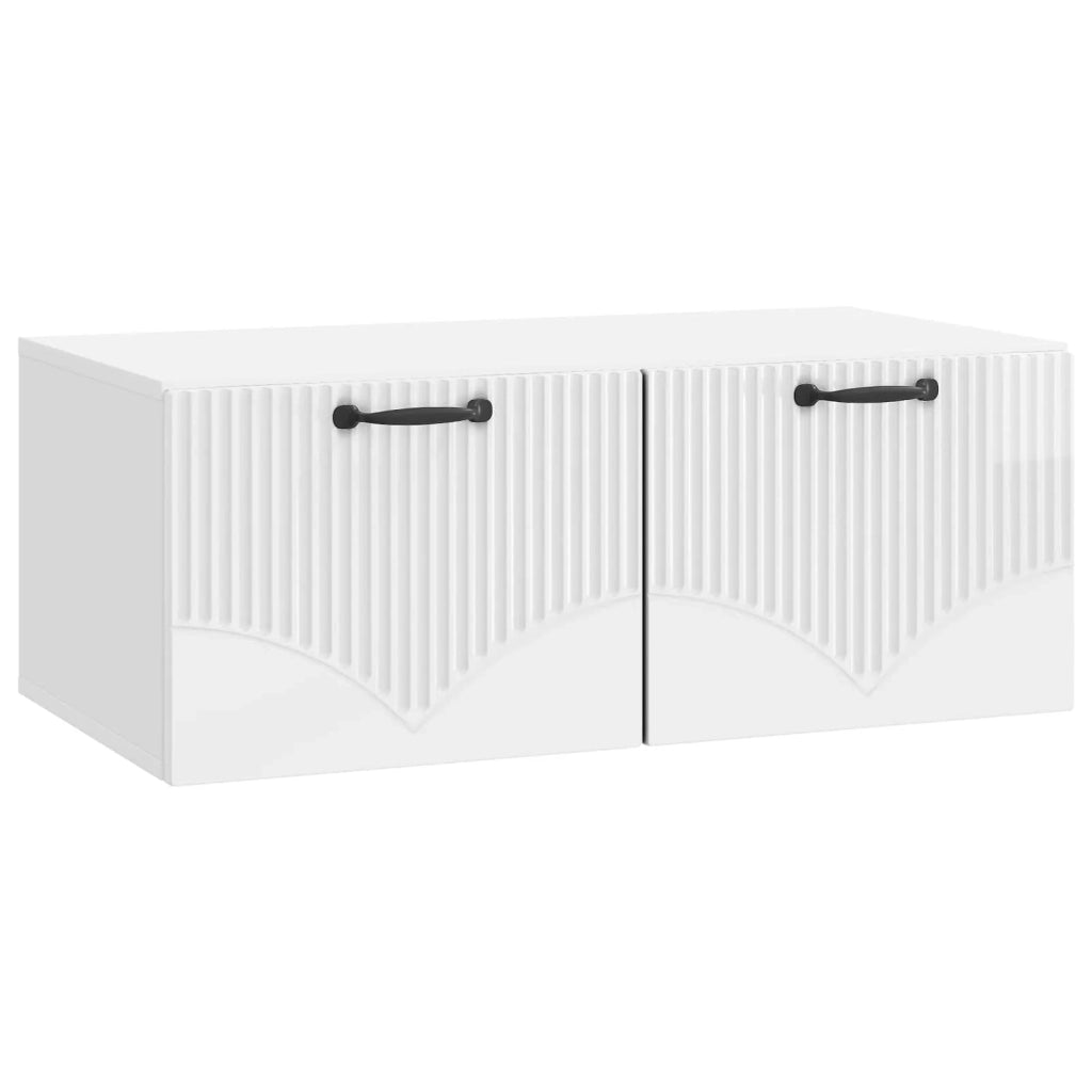 Mobile Porta TV da Muro Bianco Lucido 78,5 x 41 x 30 cm