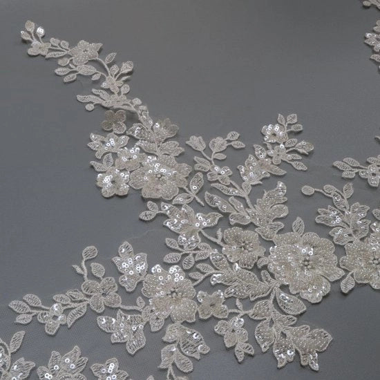 Lusso Adesivi per Abbigliamento - Abito da Sposa - Applique con Paillet - Parchi - Pannelli per Ricamo P3265