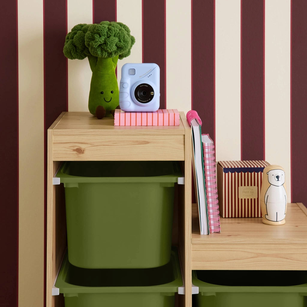 Mobile contenitore per bambini a scala con 6 contenitori, verde kaki