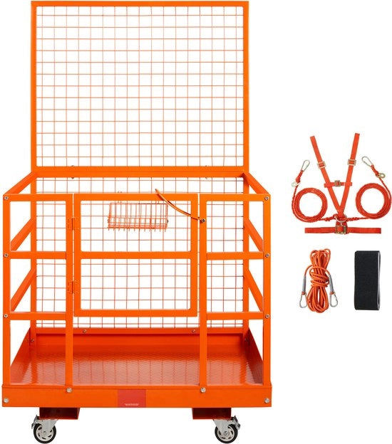 Carrello di lavoro - Protezione per il viso/Manubrio - Capacità di carico 635 kg - Cesta di lavoro in acciaio - Dimensioni 114,3×109,2×203,2 cm - per 1-2 persone