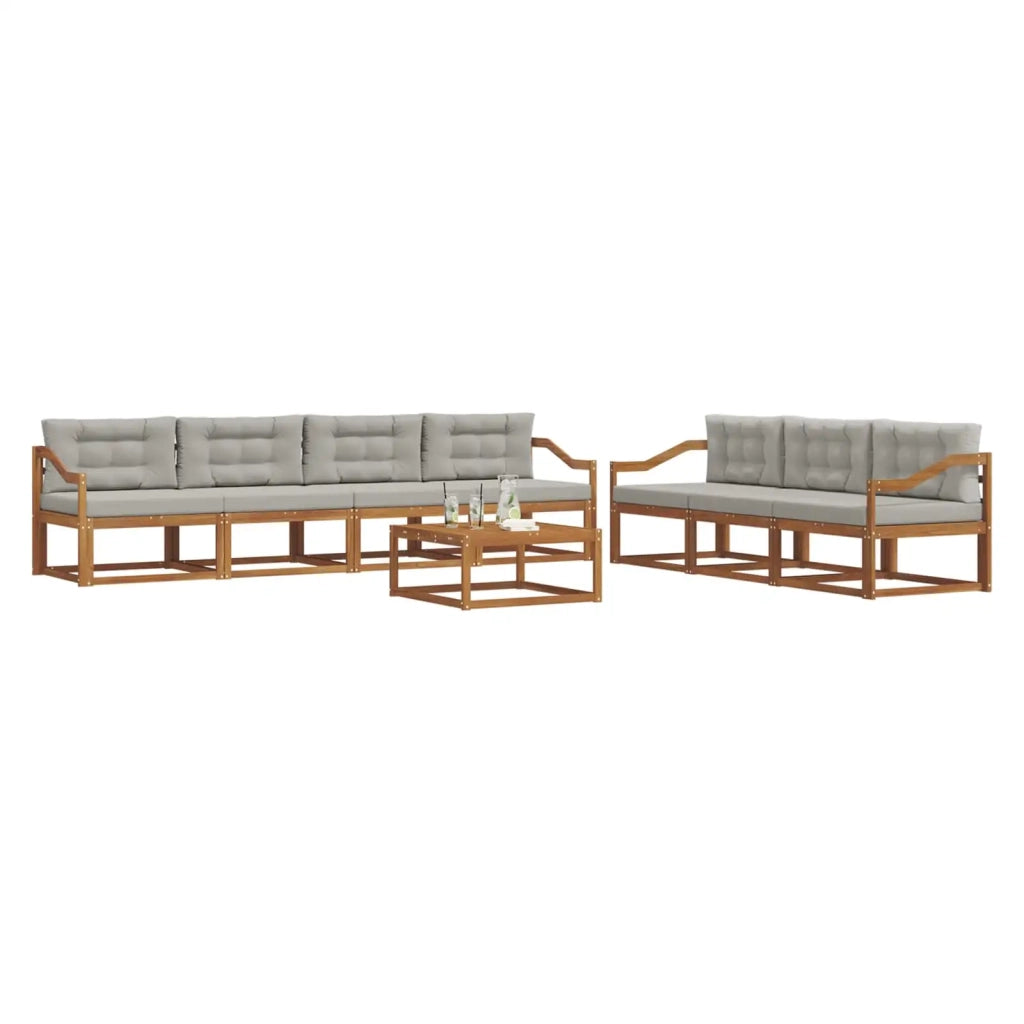 Set di divani da esterno 8 pcs Grigio Naturale e Chiaro 3367314