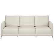 Divano 3 posti beige chiaro imbottito in tessuto con gambe in metallo stile moderno minimalista