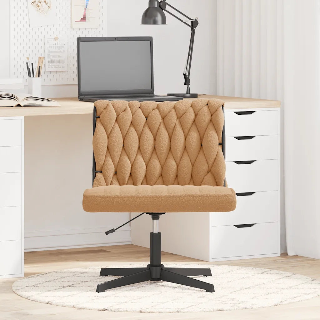 Sedia da Ufficio Girevole in Tessuto Riccio Beige Effetto Lana 4105400