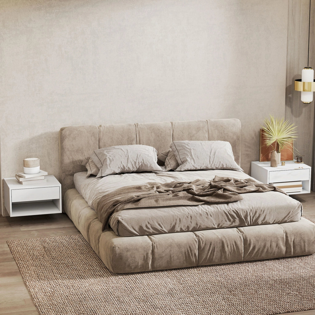 Comodino da parete con cassetto ¨C Xylo ¨C Bianco 37x32x21 cm