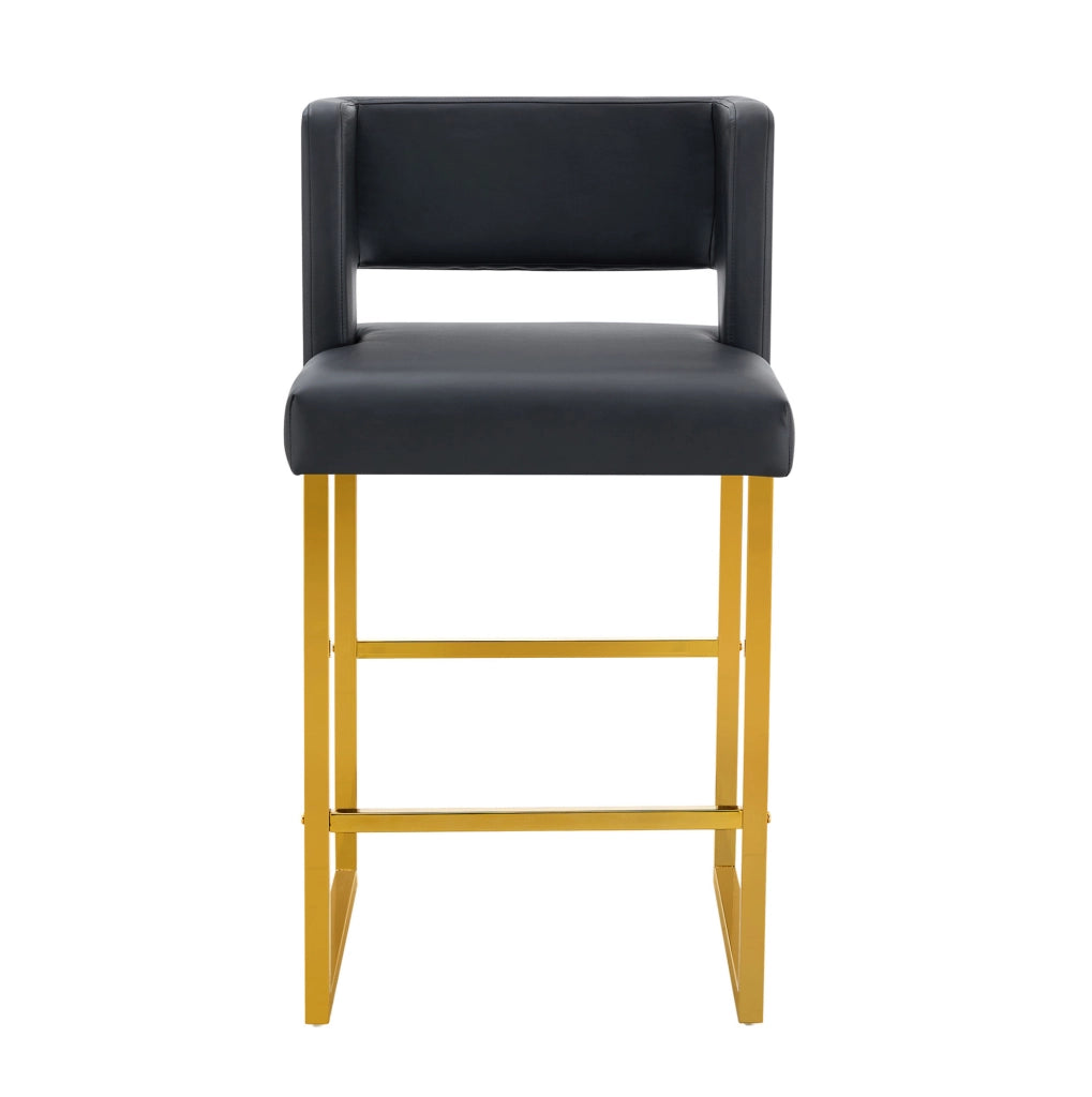 Sgabello da bar 91.4 cm con seduta imbottita; struttura stabile in metallo e PU nero e oro