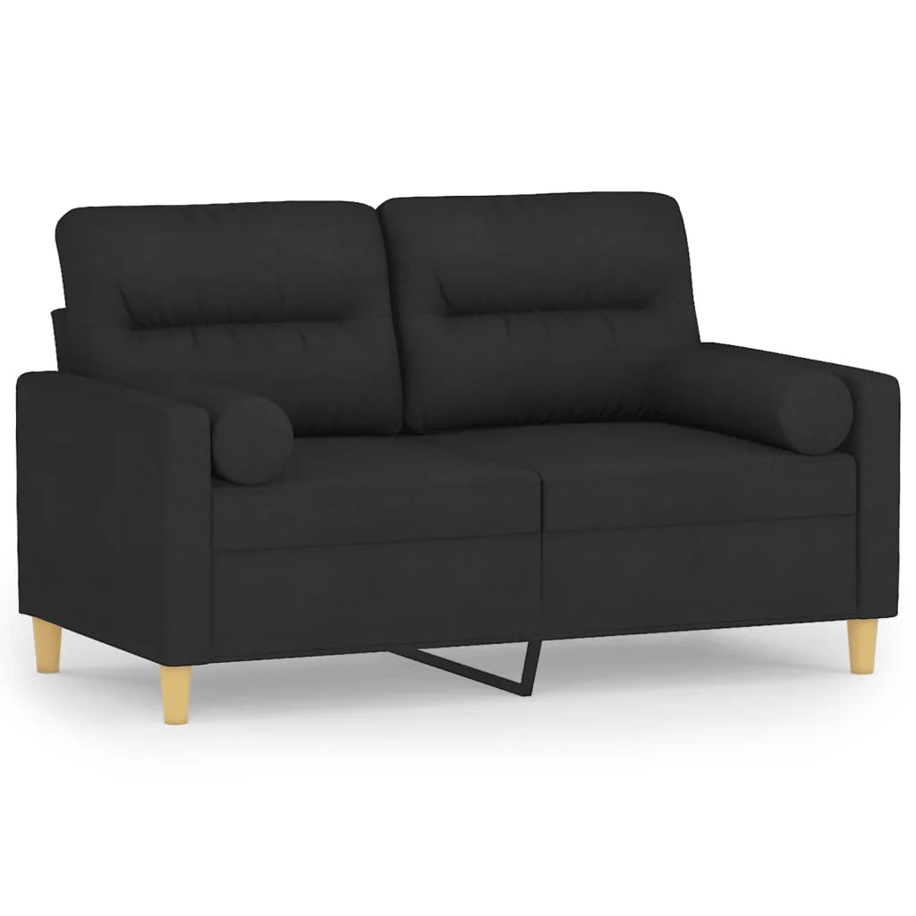Divano a 2 Posti con Cuscini Nero 120 cm in Tessutocod mxl 126825