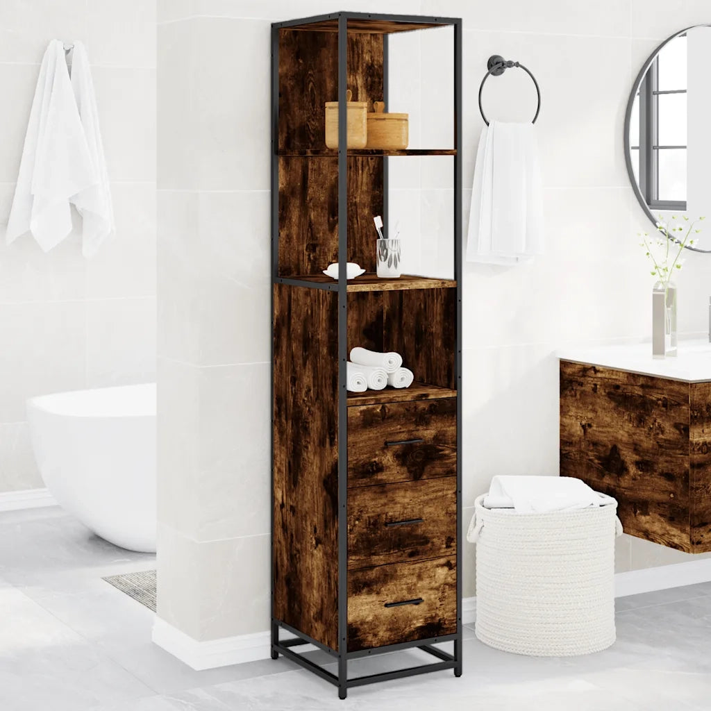 Armadietto Bagno Rovere Fumo 35x37,5x166cm in Legno Multistrato 849246