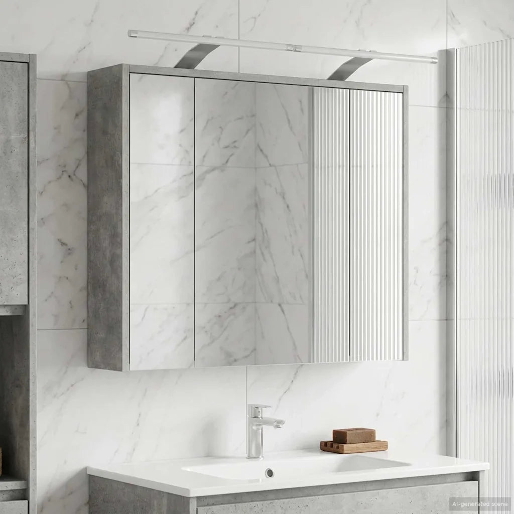 Mobiletto per specchio da Bagno | Armadio da bagno Grigio cemento