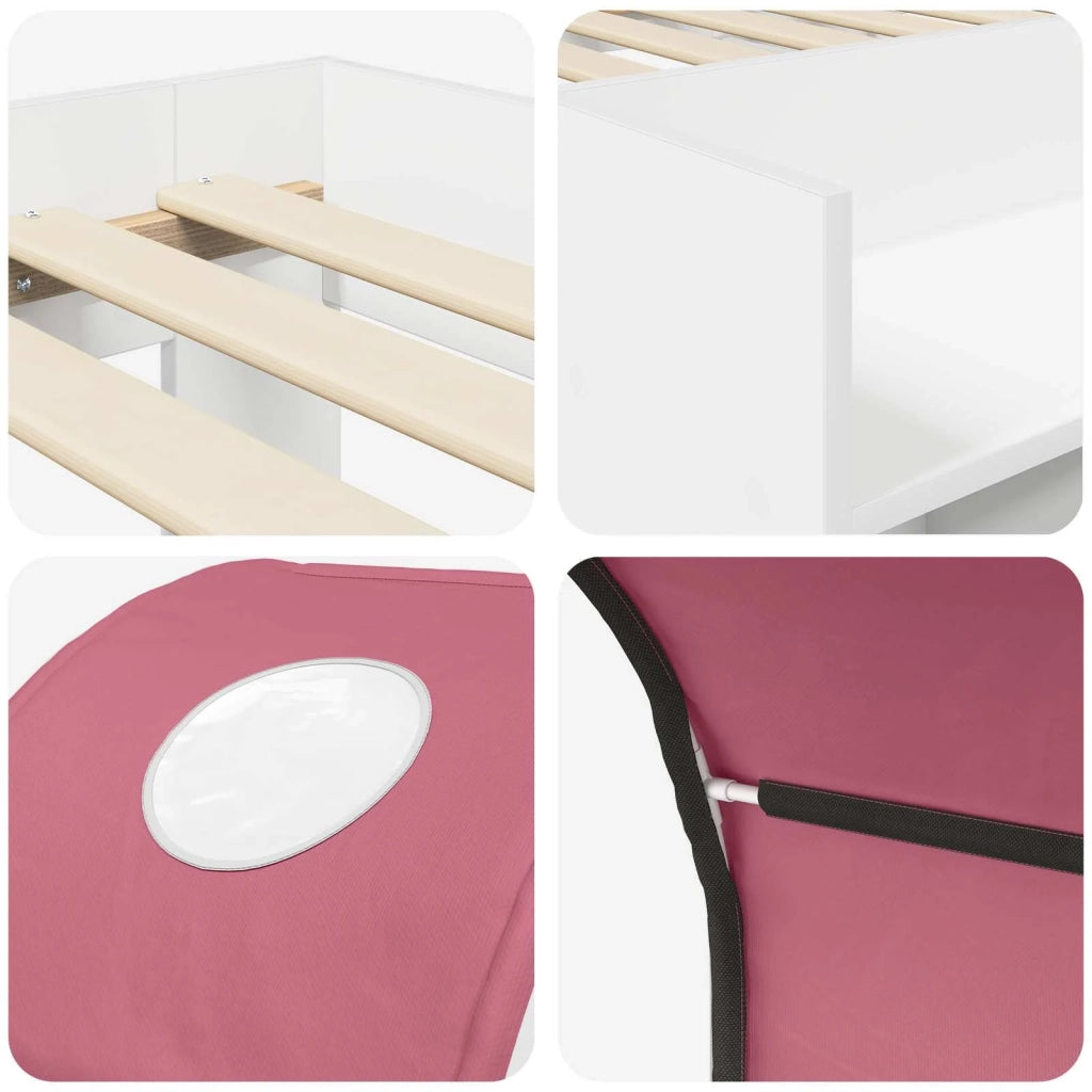 Letto con Tunnel 4 pcs Bianco e Rosa Legno ingegnerizzato