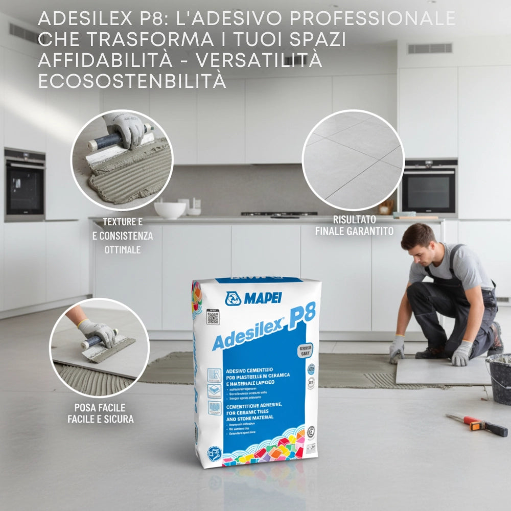 Adesilex p8 bianco adesivo cementizio mapei per piastrelle 25 kg