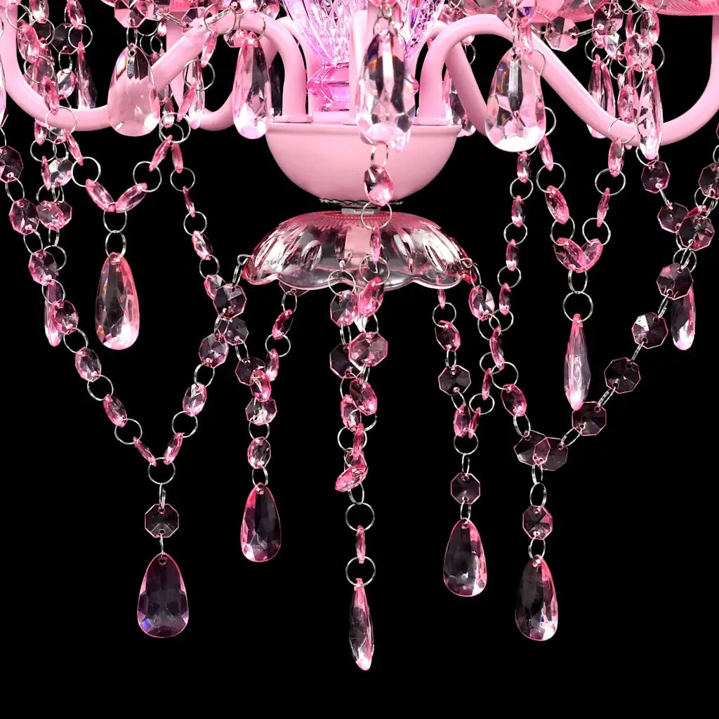 Lampadario in Cristallo 5 Lampadine Rosa CFW4532803