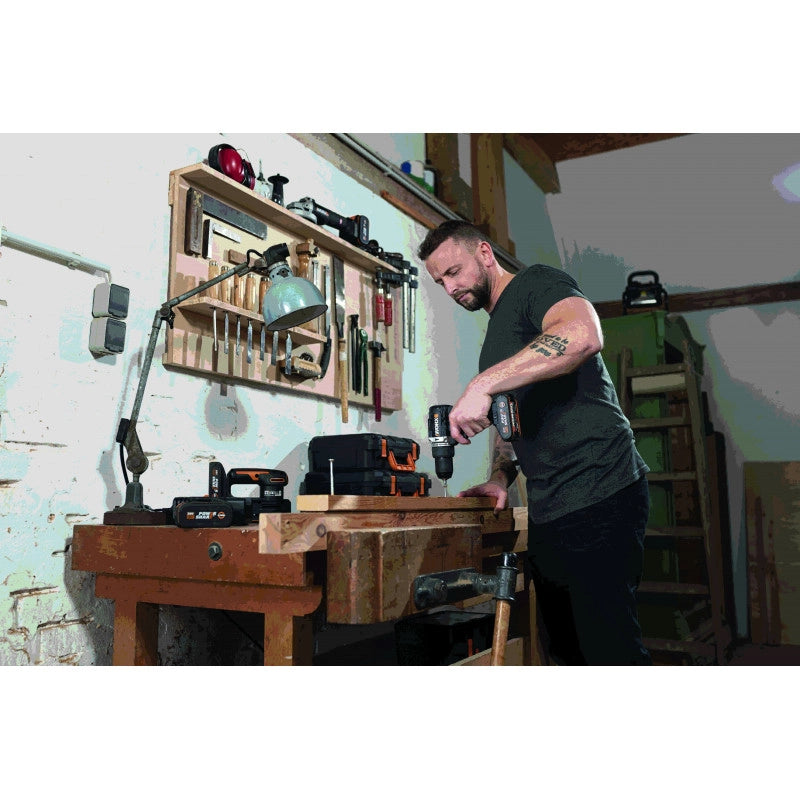 Trapano Avvitatore con Percussione WX352.1 20V Brushless 60Nm Mandrino 13mm con 2 Batterie 4Ah - Worx
