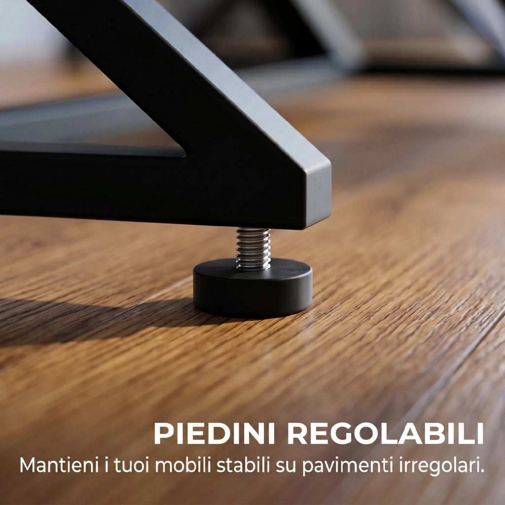 Gambe per Tavolo in Acciaio Nero a X ¨C Zephmum ¨C Regolabili, Stile Industriale
