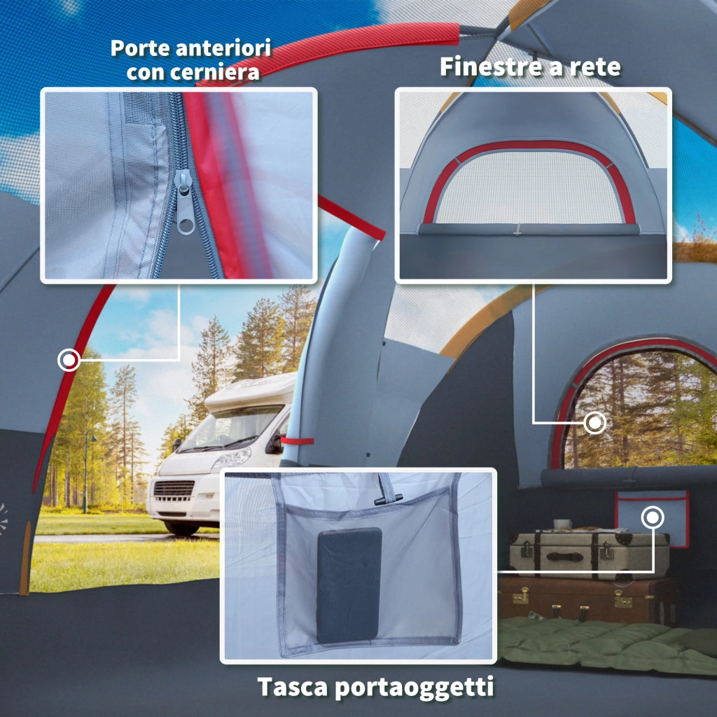 Tenda da Campeggio 6 Posti ¨C Zephmum ¨C Grigio 4.55x2.2x1.8 m