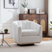 Poltrona Pouf Girevole in Tessuto Chenille con Poggiapiedi ¨C Xylo ¨C Avorio