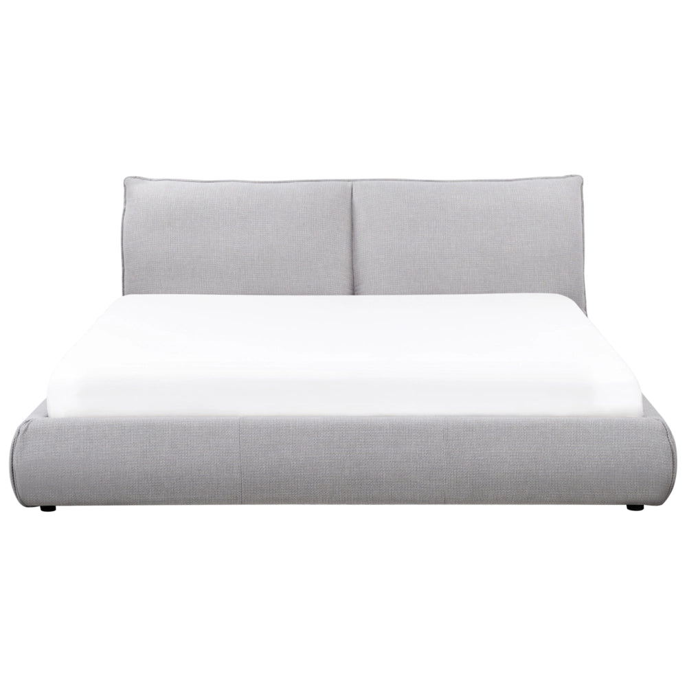Letto matrimoniale imbottito in tessuto grigio chiaro 180 x 200 cm stile classico camera da letto