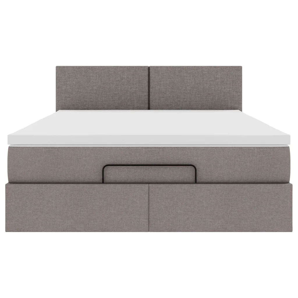 Pouf Letto con Materasso e LED Tortora 140x190 cm in Tessuto 3312226