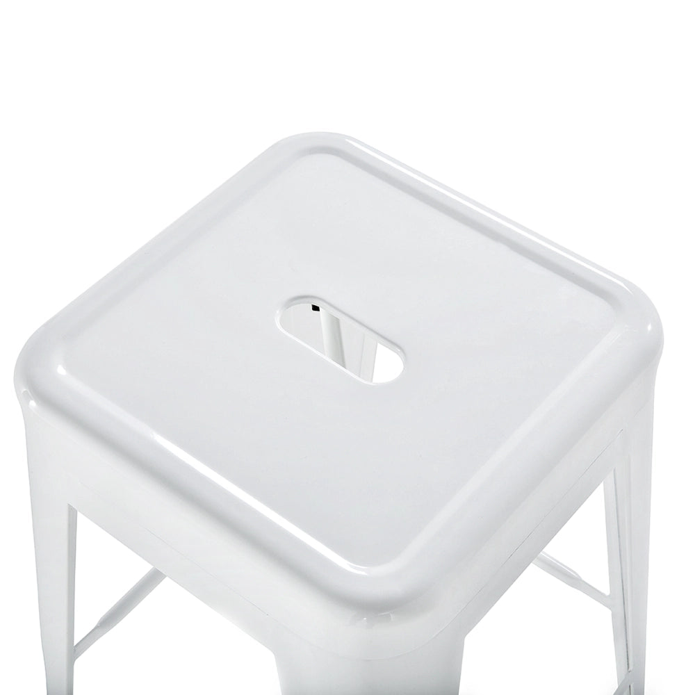 Set di 2 Sgabelli da Bar in Acciaio Bianco 60 cm Impilabili Altezza Bancone Industriale