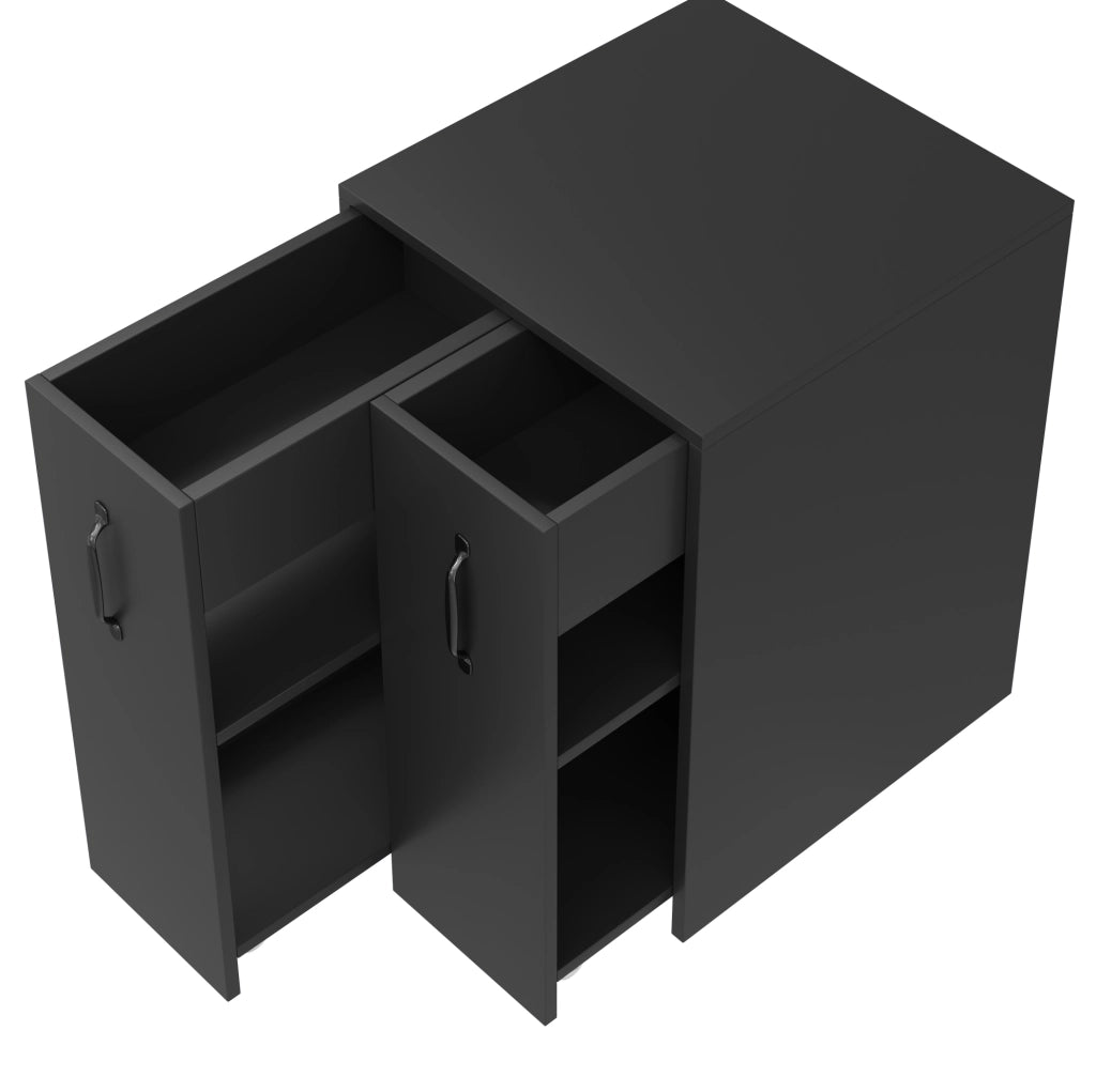 Libreria su ruote 52x50x75 cm nera， contenitore modulare per ufficio