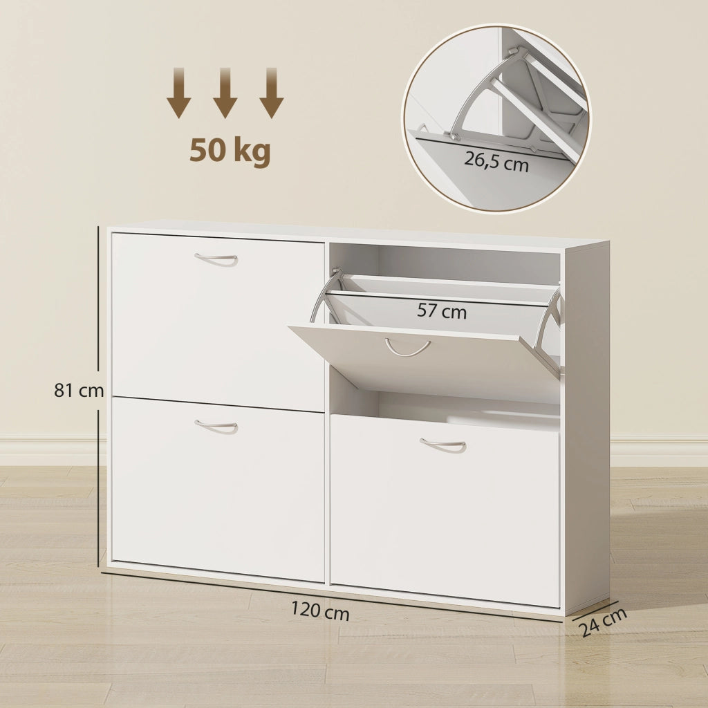 Armadio per Scarpe ¨C zephmum ¨C Bianco 120x24x81 cm