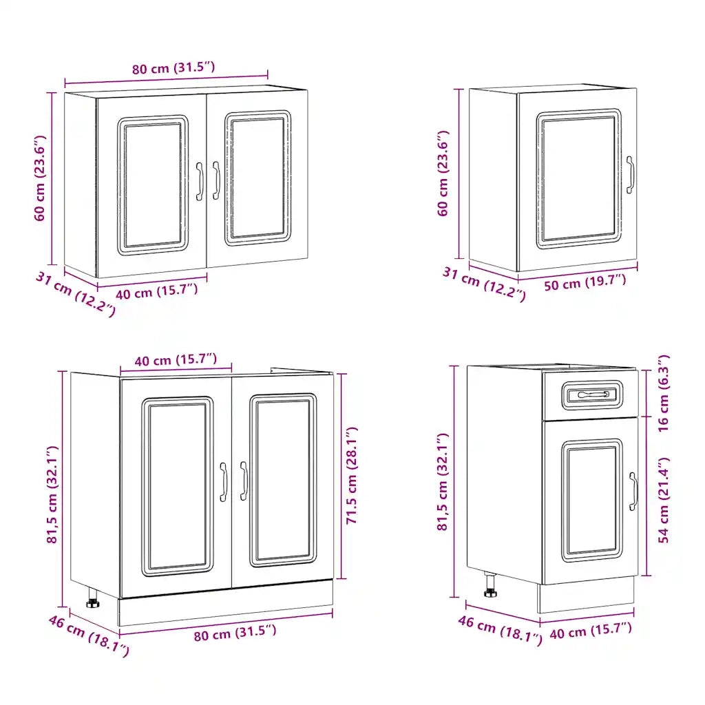 Set Mobili da Cucina 7 pz Kalmar Rovere Marrone in Truciolato