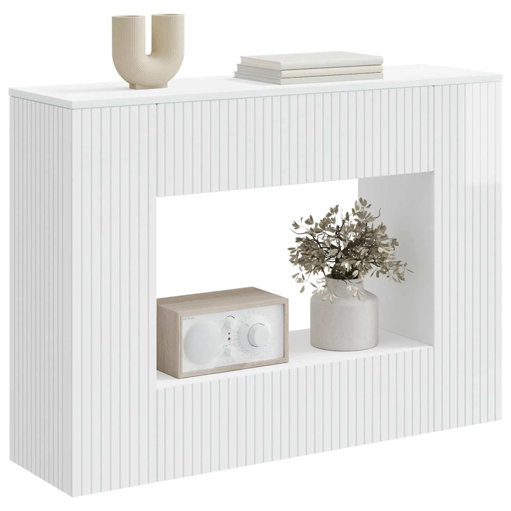 Tavolo consolle Rigato Bianco Lucido 101 x 29 x 74 cm