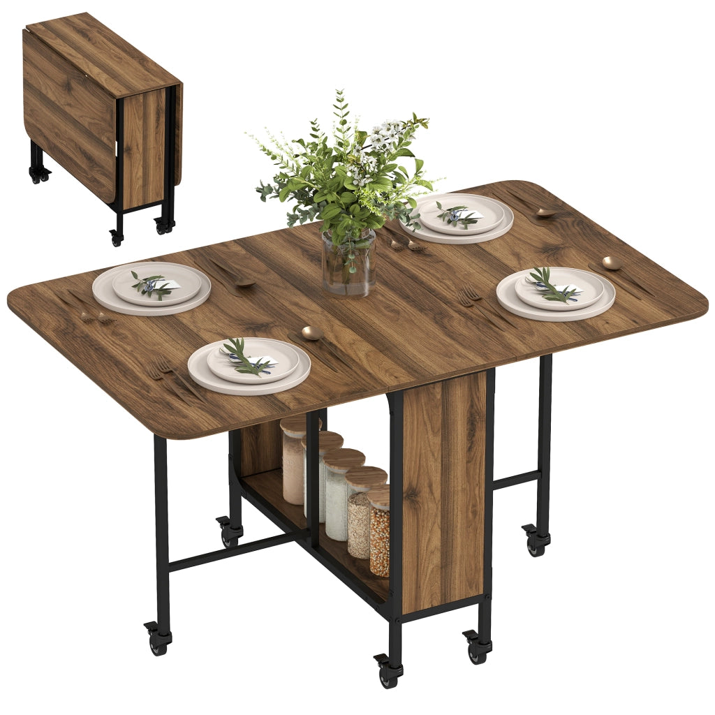 Tavolo Pieghevole ¨C zephmum ¨C Legno e Metallo, Marrone Chiaro