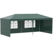 Gazebo da Giardino 6x3 m per Eventi con Pareti Rimovibili e Finestre Trasparenti, Verde