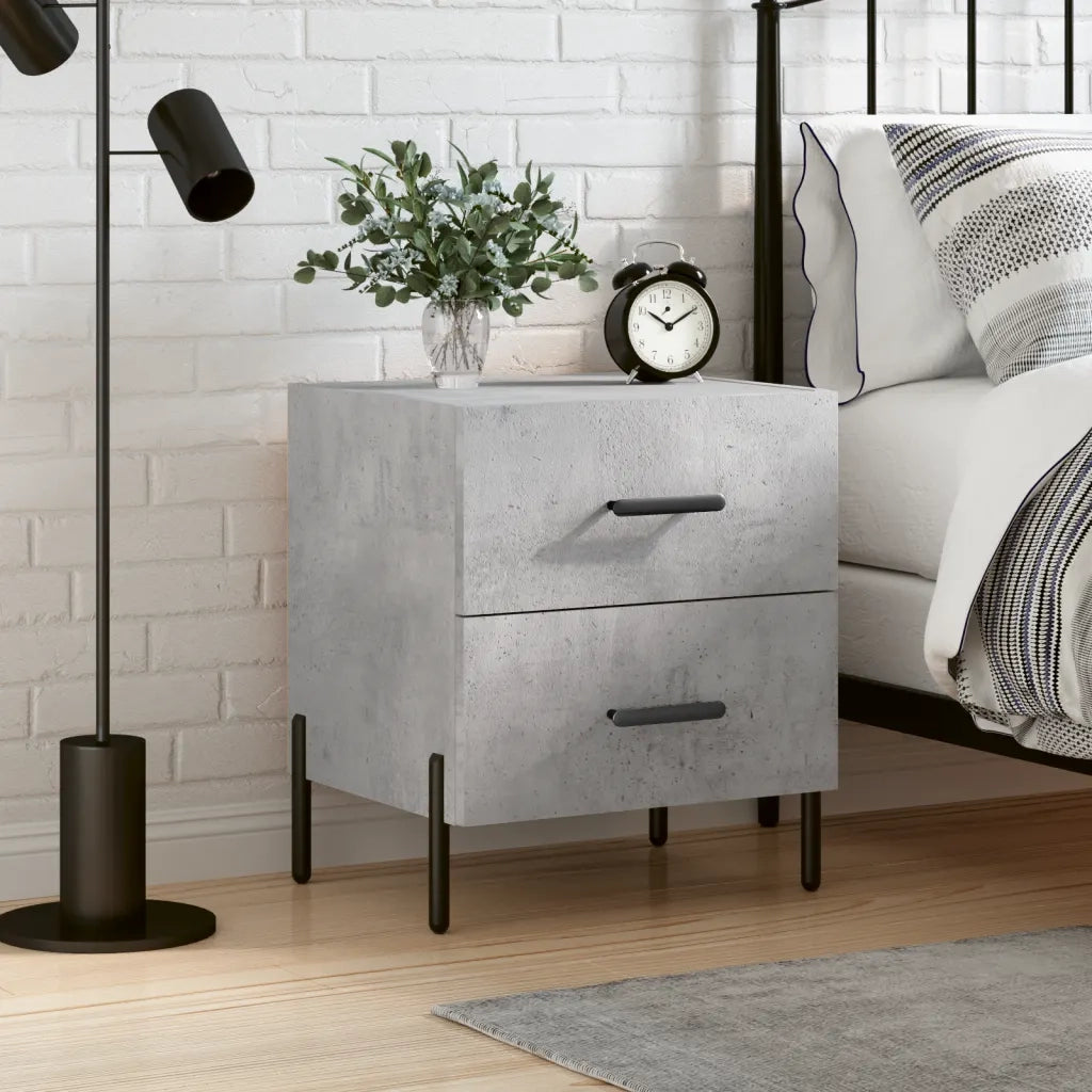 Comodino-Tavolino da notte Grigio Cemento 40x35x47,5 cm in Legno Multistrato 408075