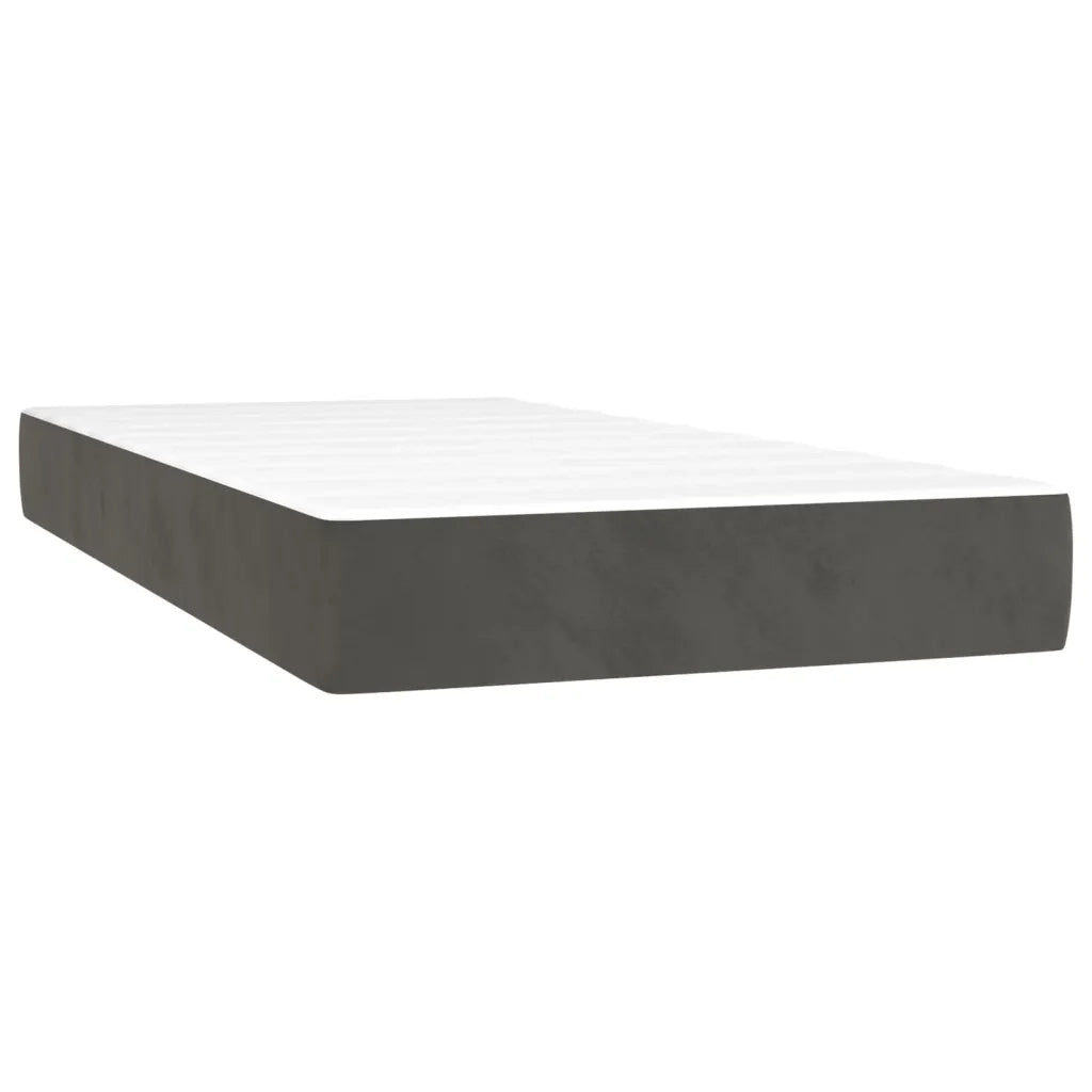 Letto a Molle con Materasso e LED Grigio Scuro 90x200cm Velluto 3134262