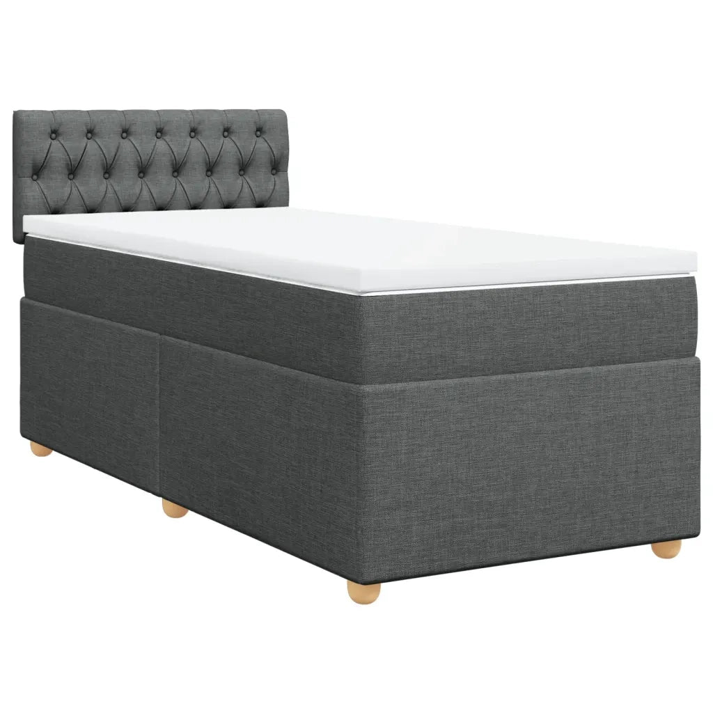 Giroletto a Molle con Materasso Grigio Scuro 100x200 cm Tessuto