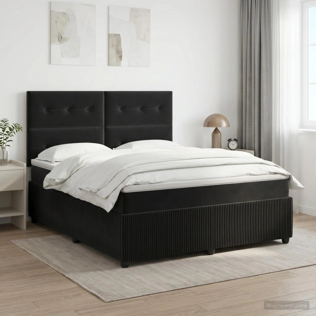 Letto box spring con materasso Nero 140 x 200 cm Velluto 3454621