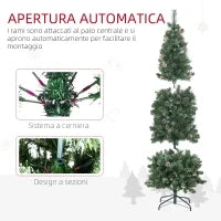 Albero di Natale Artificiale da 180cm con Pigne, 618 Rami e Base in Metallo, Verde