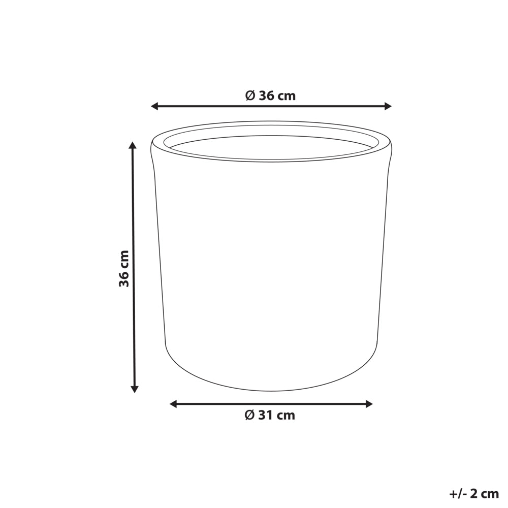 Vaso rotondo per piante in fibra di argilla con motivo a rilievo marrone dorato ⌀ 36 cm terrazzo giardino esterno