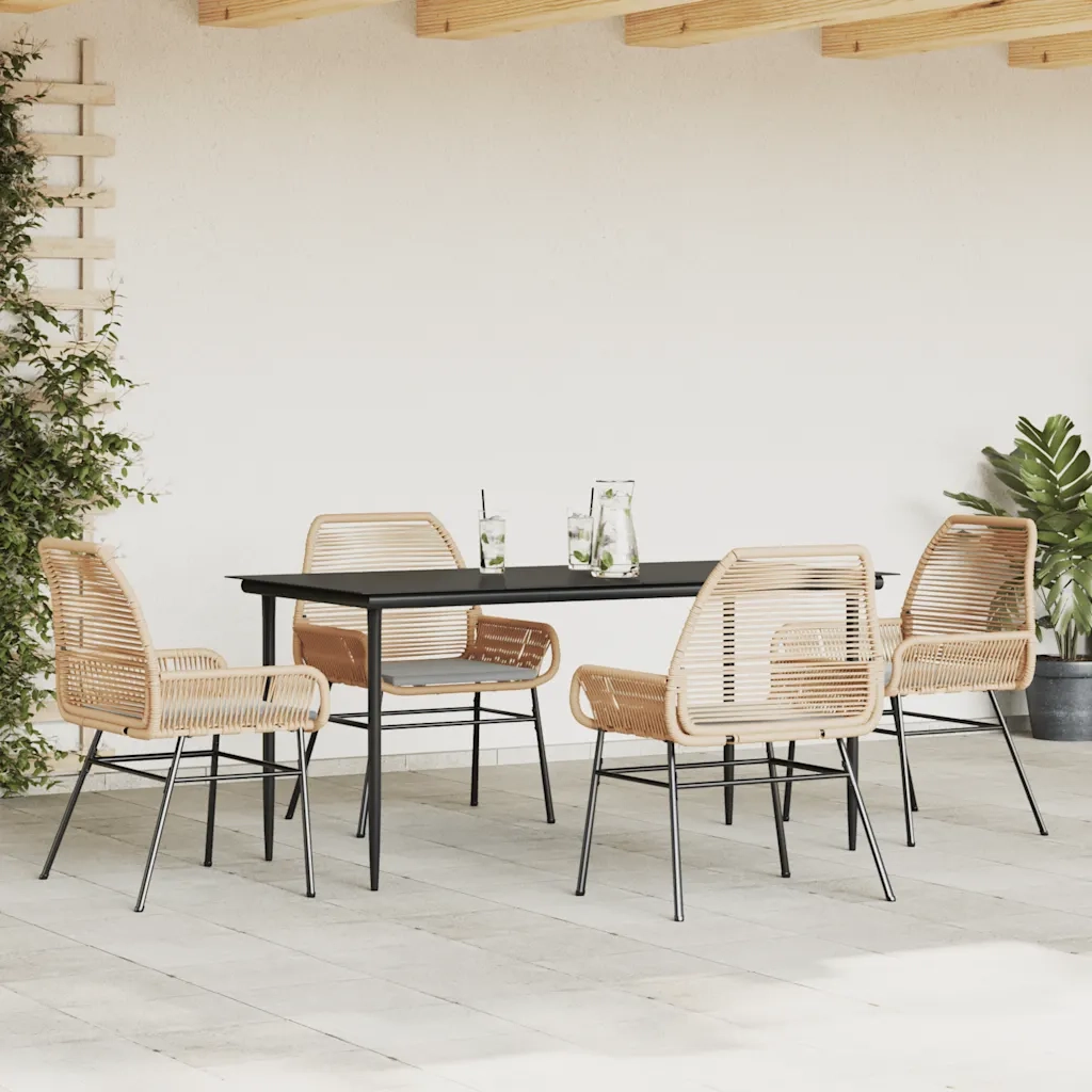 Set da Pranzo da Giardino 5pz con Cuscini Polyrattan Vetro 3334474