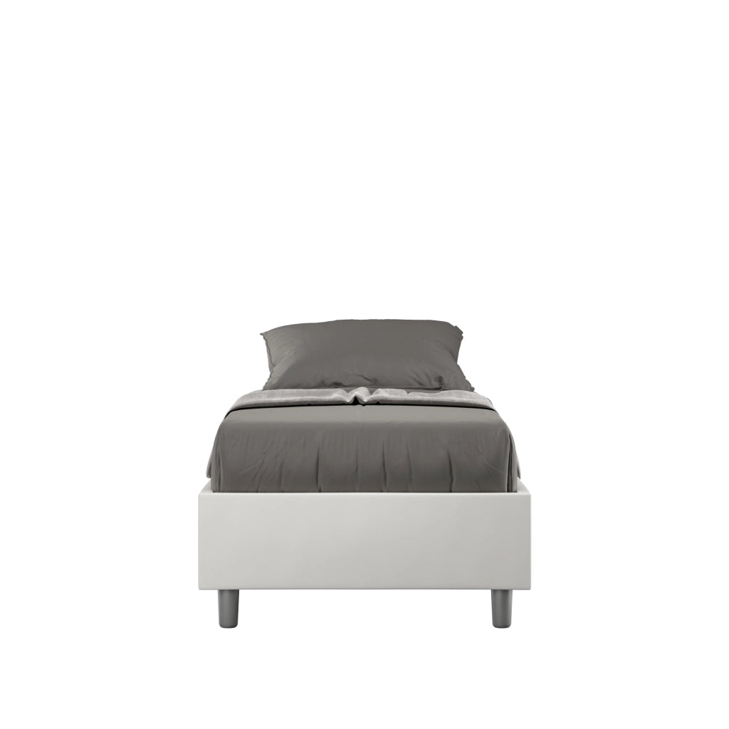 BS COM Letto singolo senza rete imbottito 80x210 similpelle bianco