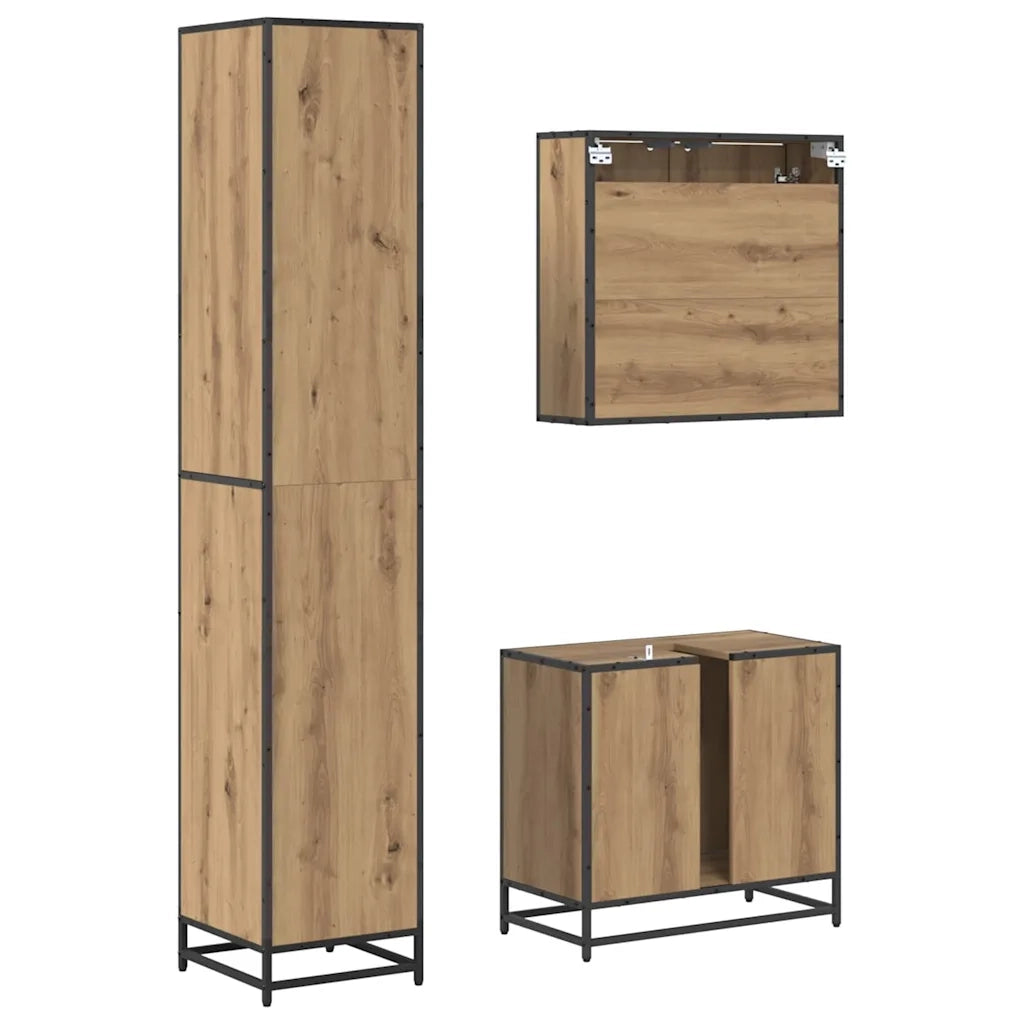 Set di mobili per il bagno con porta 3 pcs Rovere artigianale 3402534
