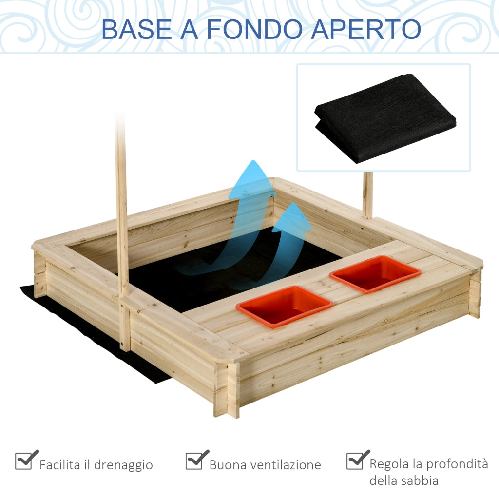 Casetta Sabbiera Bambini con Tettuccio ¨C zephmum ¨C Legno Abete 118x118x118 cm
