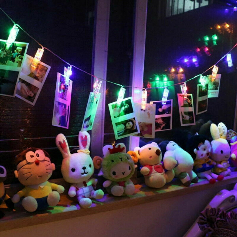Trade Shop - Catena Luminosa 10 Mollette Led Ghirlanda Stringa Per Appendere Foto Multicolor -