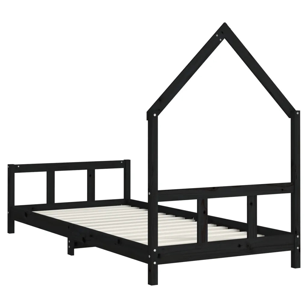 Giroletto per Bambini-Struttura Letto Bambini Nero 90x190 cm in Legno Massello di Pino 279458