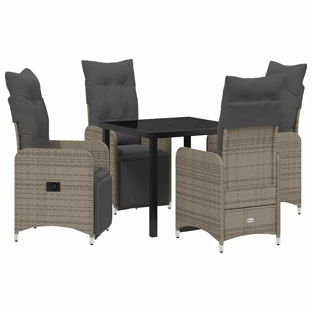 Set da Pranzo per Giardino con cuscino 5 pcs Beige polyrattan