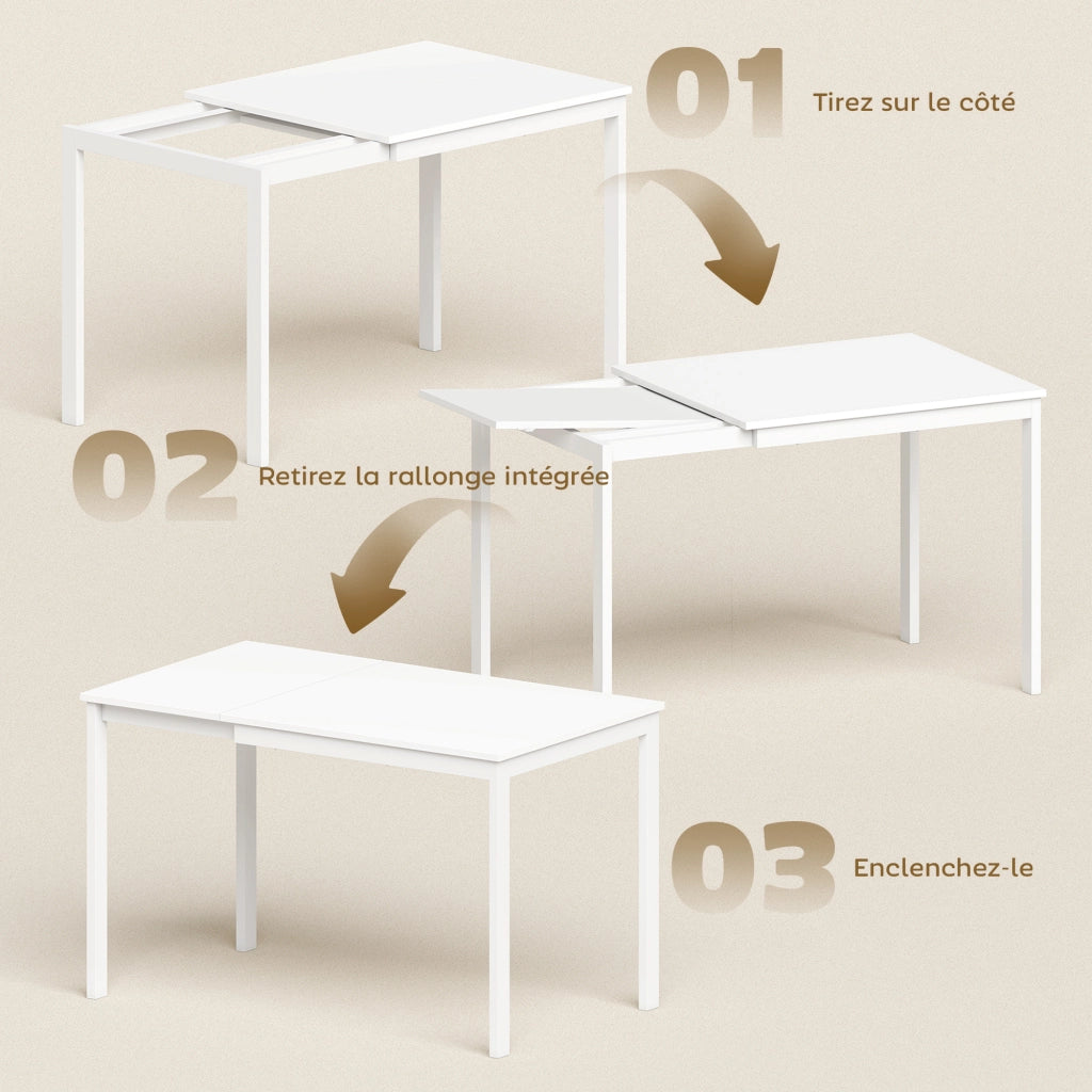 Tavolo da pranzo allungabile ¨C zephmum ¨C Bianco, per 4-6 persone, 80-120 cm