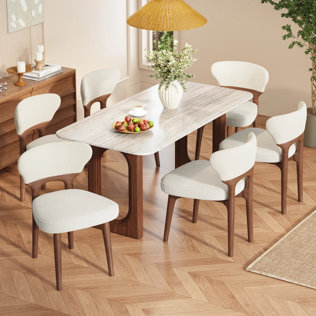 Sedia da Pranzo Set da 2 con Schienale Imbottito e Struttura Stabile, in Ciniglia Beige Chiaro