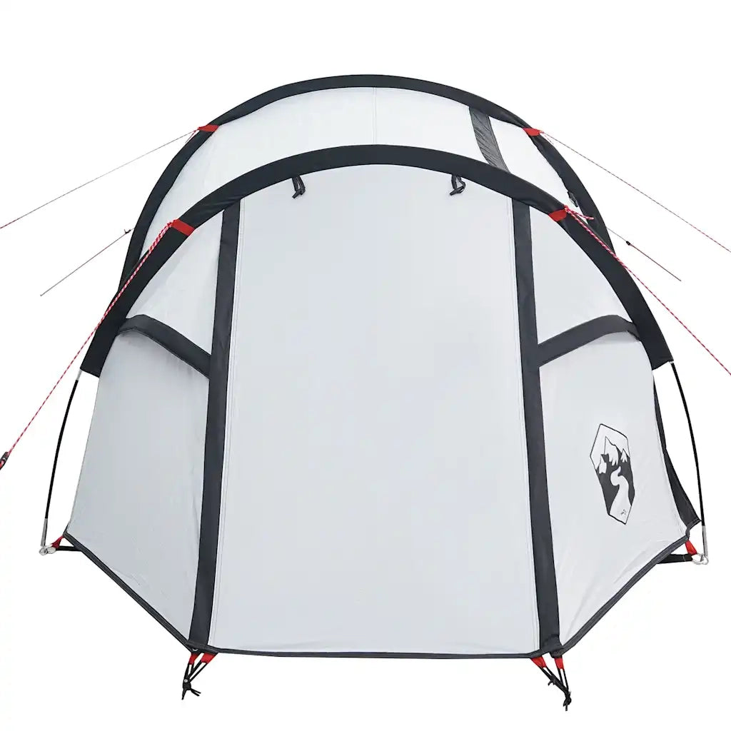 Tenda Campeggio a Tunnel 2 Persone Bianca Tessuto Impermeabile 94389