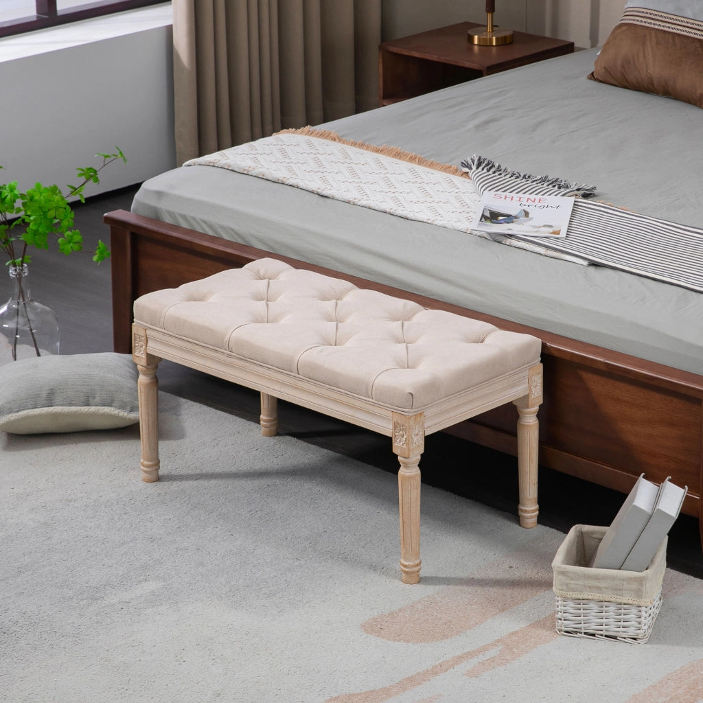 Panca imbottita in stile vintage beige, 80x40x43 cm, portata fino a 120 kg, per ingresso e soggiorno