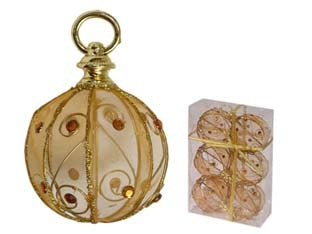 SFERE TONDE IN RETE COLORE ORO  ø mm.80 in conf. pz.6    I RE MAGI