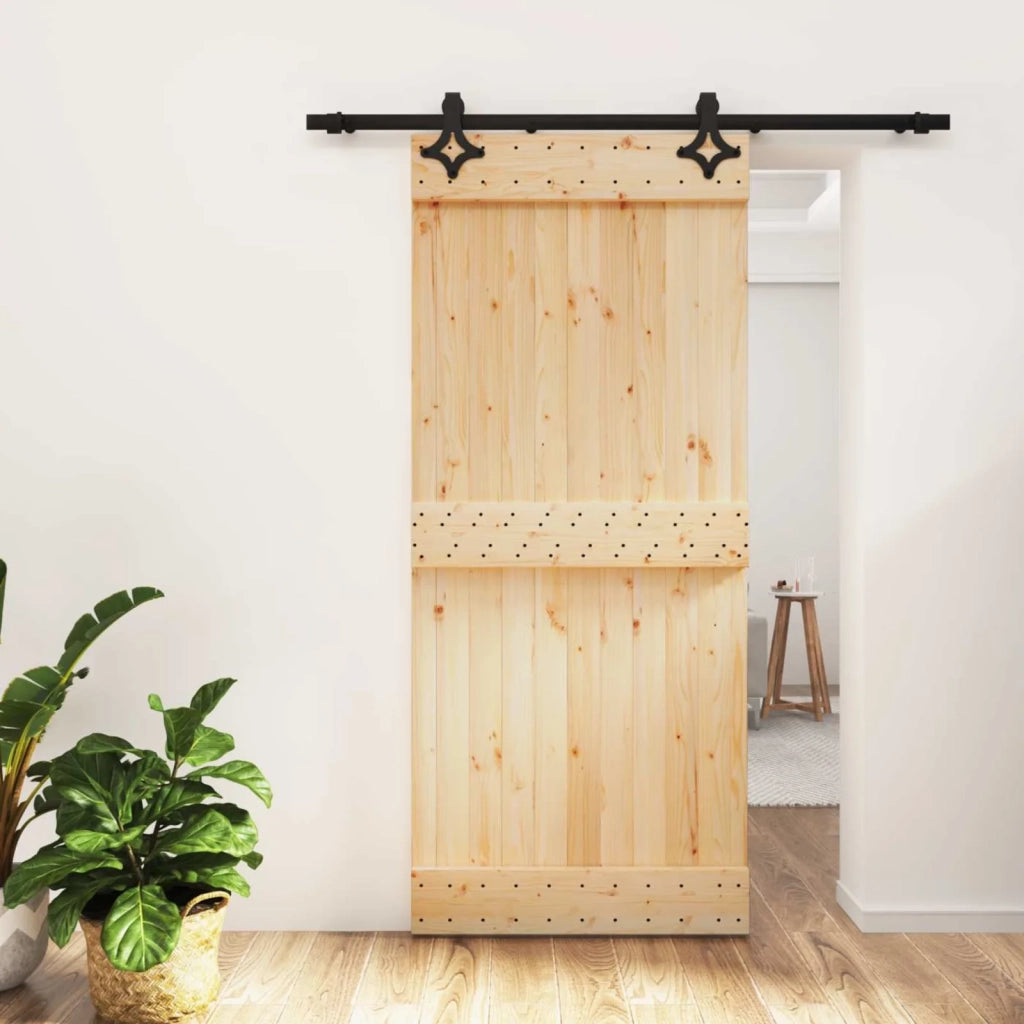 Porta scorrevole Naturale e Nero 90 x 210 cm 3445049