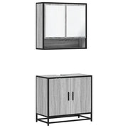 Set Mobili da Bagno | Armadio da bagno 2 pz Grigio Sonoma in Legno Multistrato